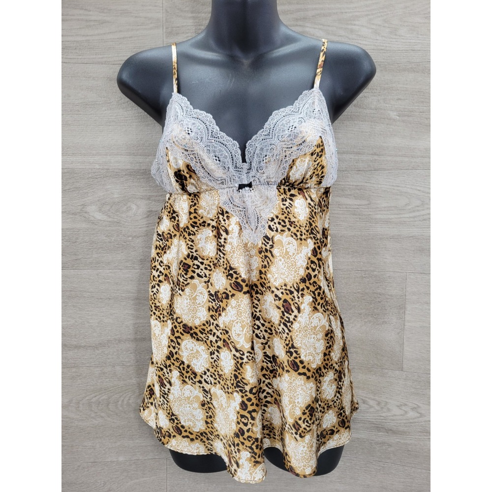 Vintage Victoria's Secret Satin Leopard Print Cami Slip Top Women's Small